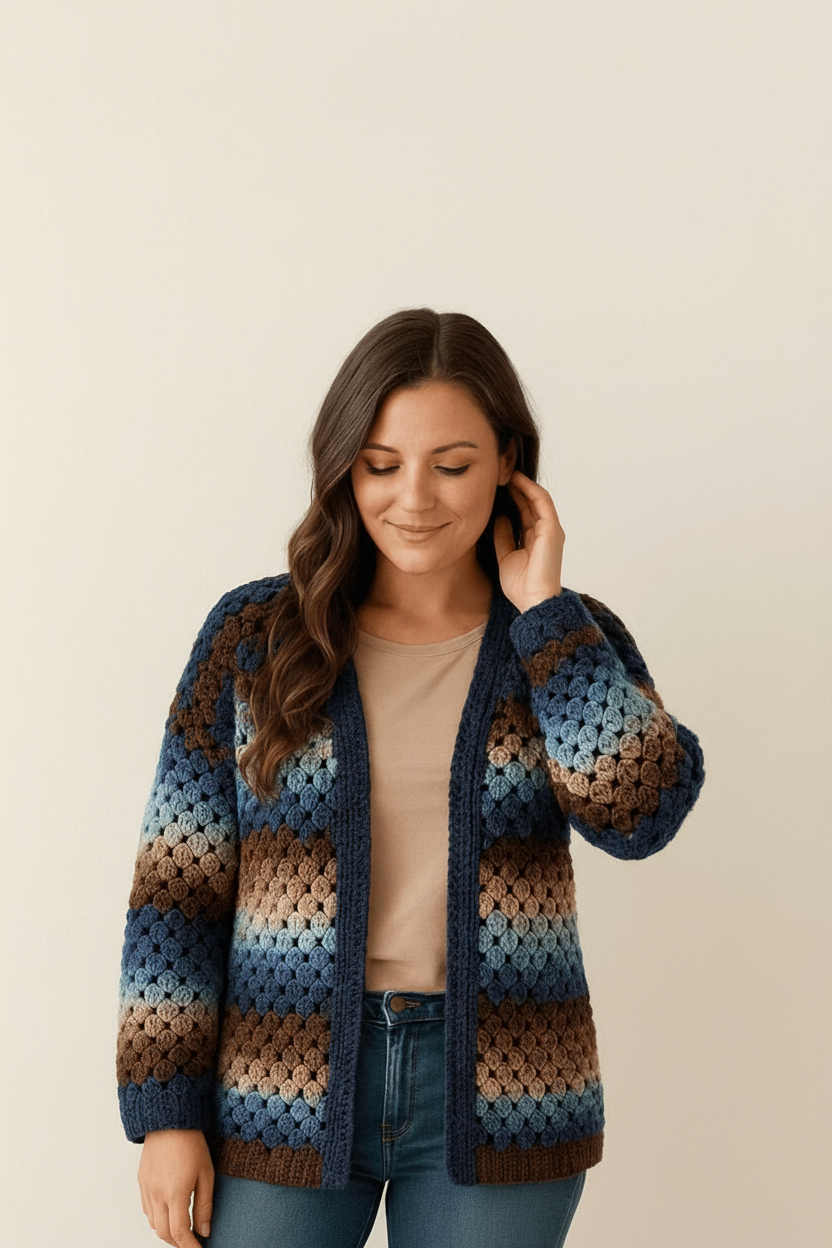 Granny Chic Cardigan , Digital Crochet Pattern step by step PDF