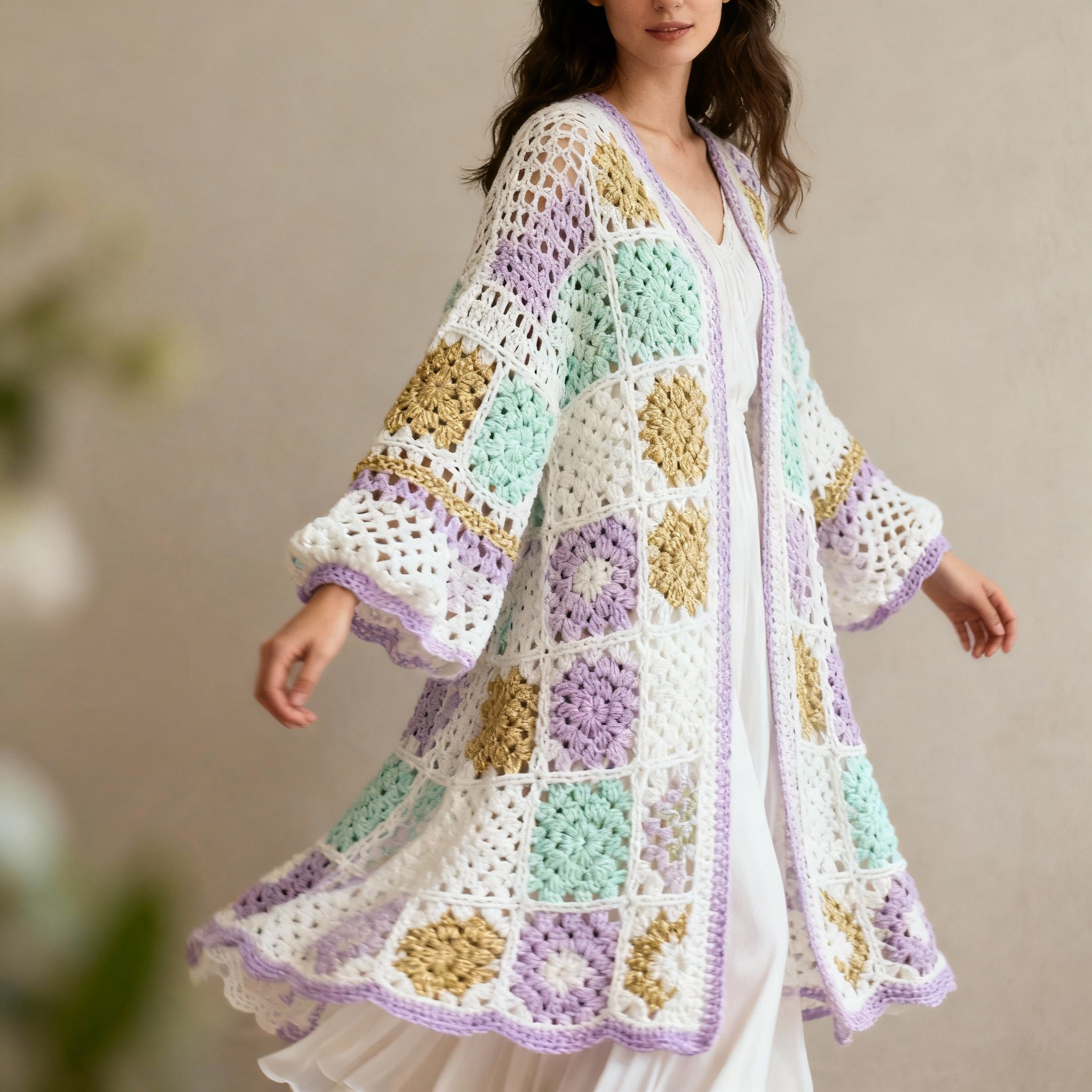 Granny Chic Cardigan , Digital Crochet Pattern step by step PDF